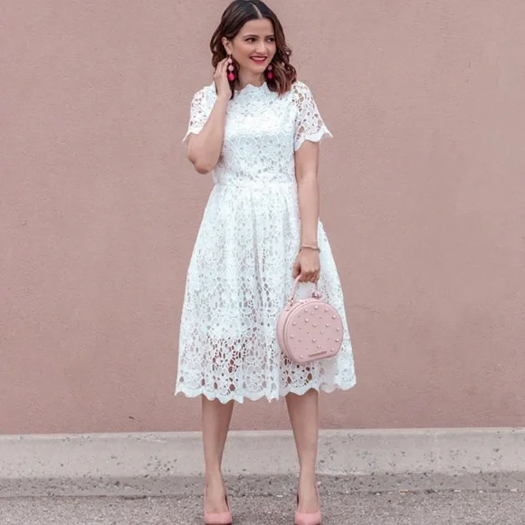 Chicwish Dresses Chicwish White Lace Overlay Midi Dress Poshmark